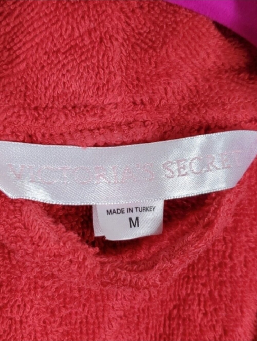 Vintage Y2K Victoria's Secret Red Cotton Terry Bathrobe Robe M 2004 - Picture 8 of 10